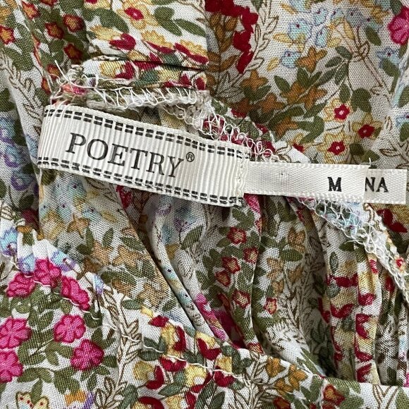 Poetry Womens Racerback Tank Top M Wildflower Floral Boho Festival Smocked Waist - Picture 8 of 8